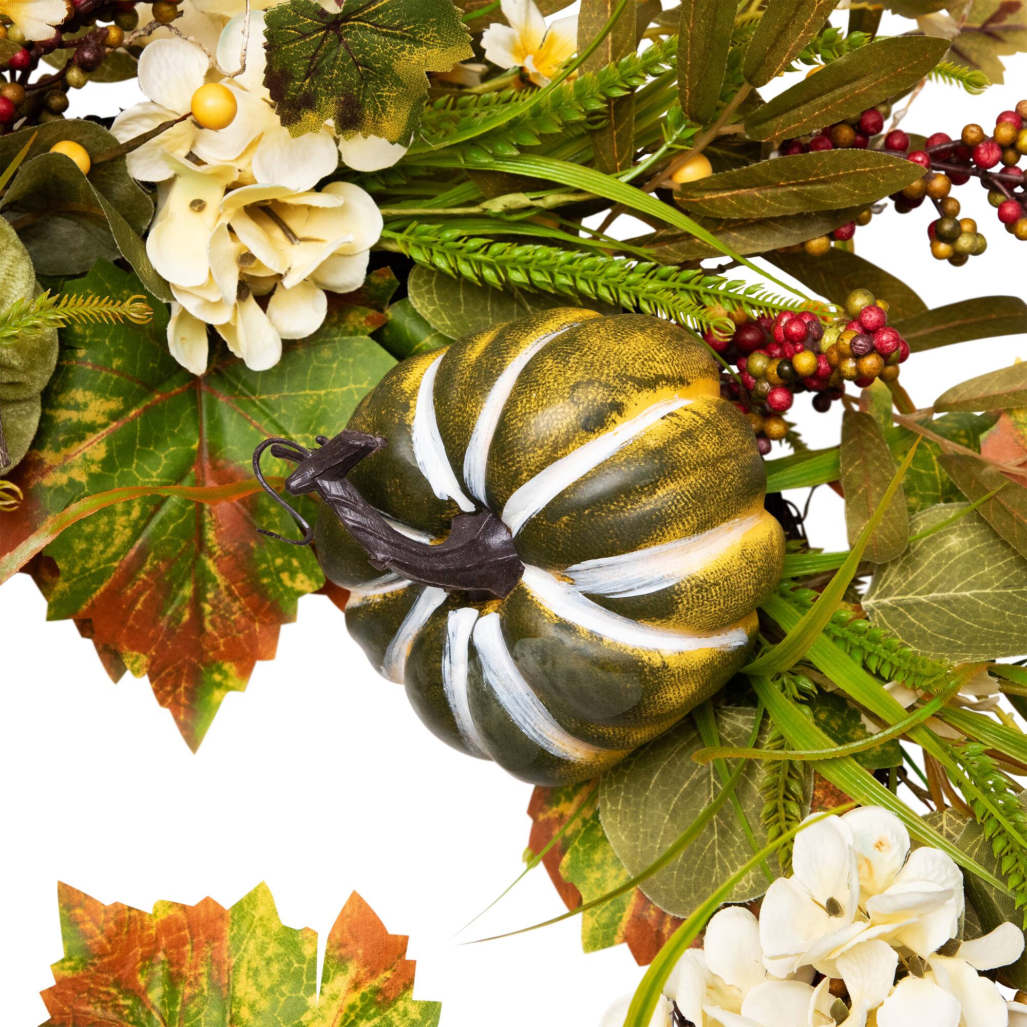 24" Pumpkins & Berries Artificial Fall Harvest Twig Wreath
